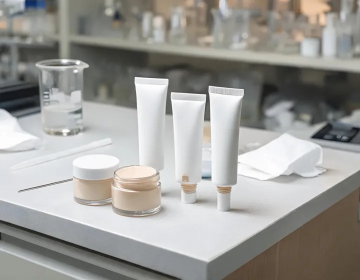 CC Cream Sourcing on a cosmetics bench, illustration only