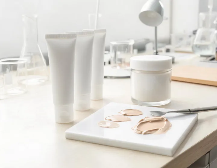 cc cream spf on a cosmetics bench, illustration only