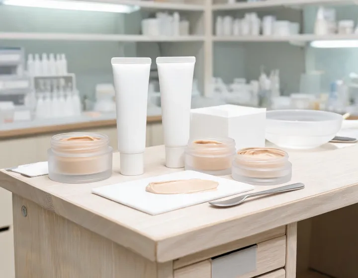 cc cream spf on a cosmetics bench, illustration only
